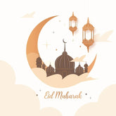 Wenskaart Eid maan zandkleur I-Creations